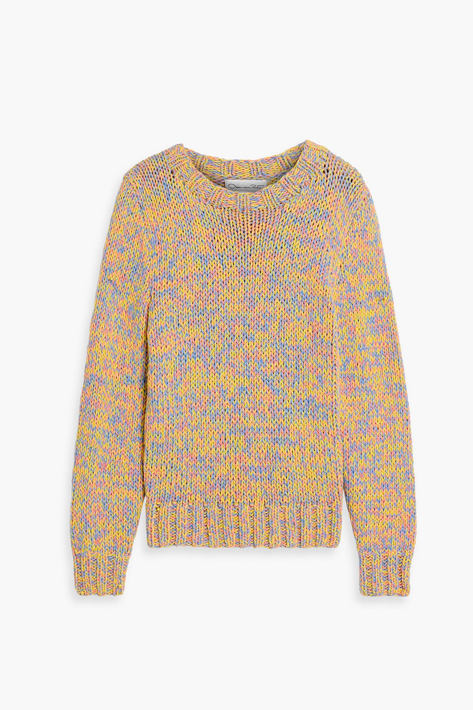 Oscar De La Renta Marled Cotton Sweater In Multi