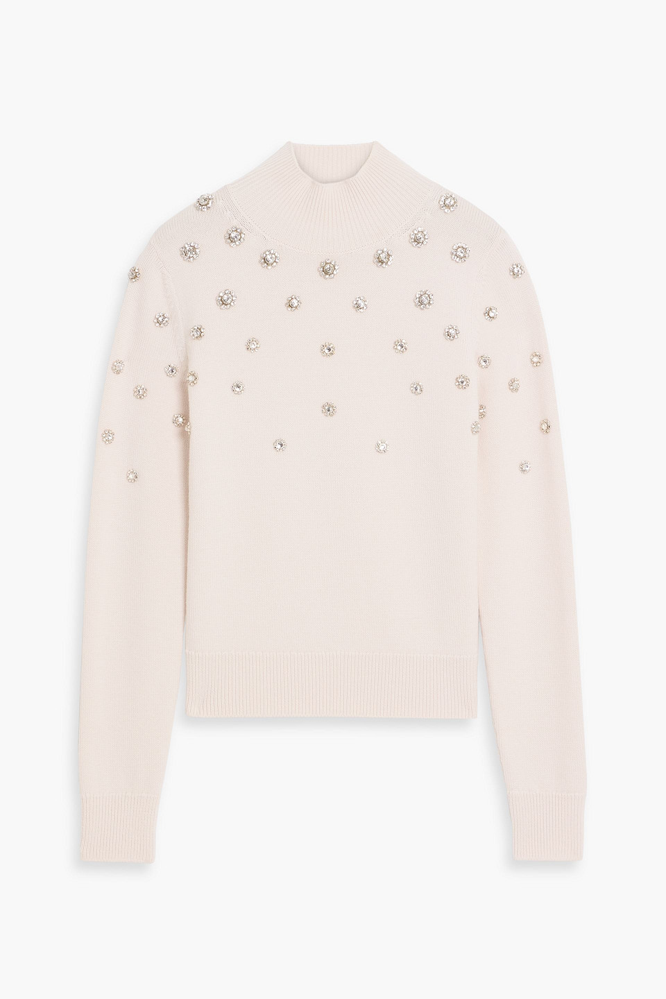 Oscar De La Renta Crystal-embellished Wool Sweater In White