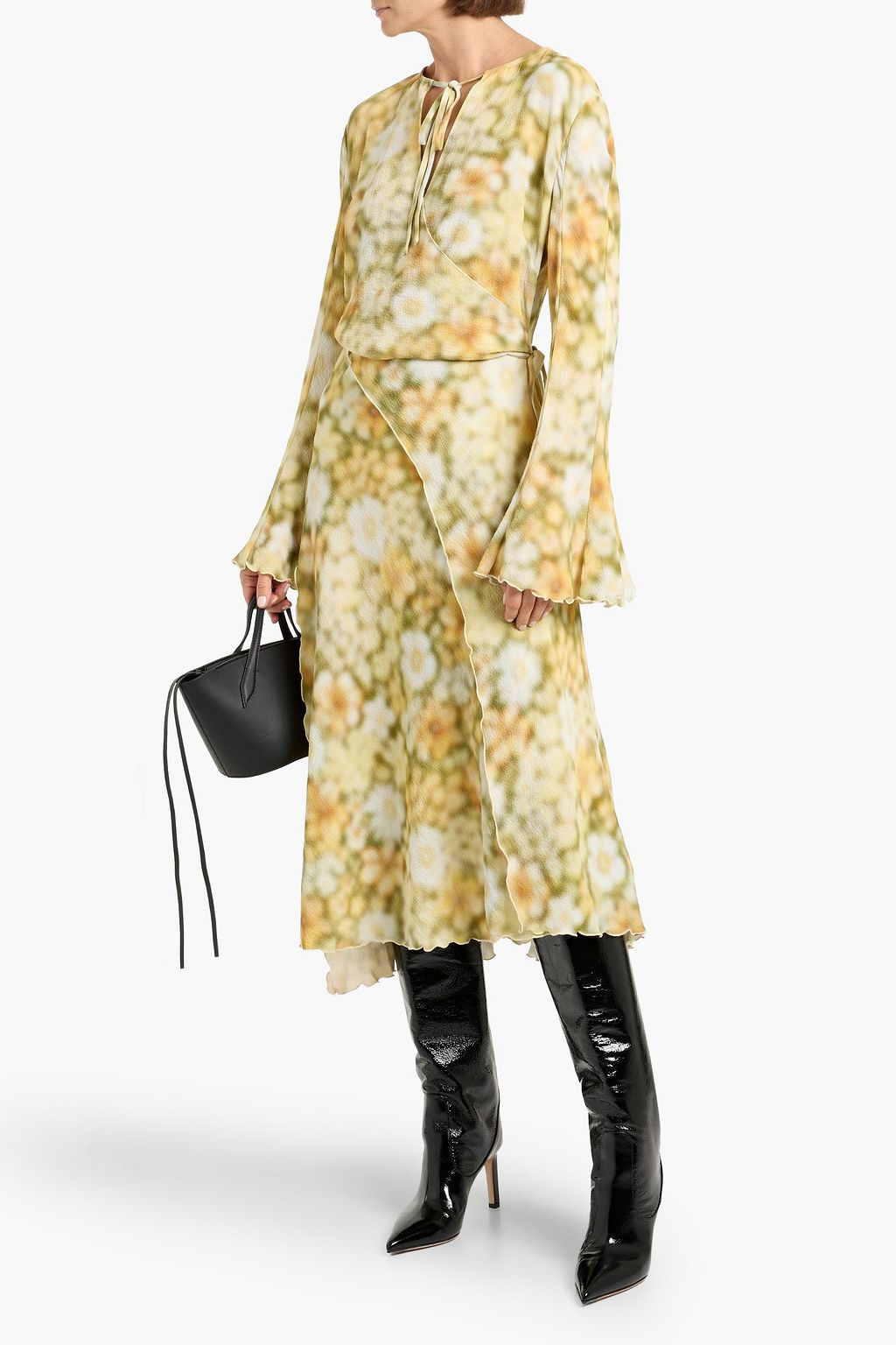 knee length dresses for ladies Short Sleeve Printed Satin Midi Dress – New York & Company