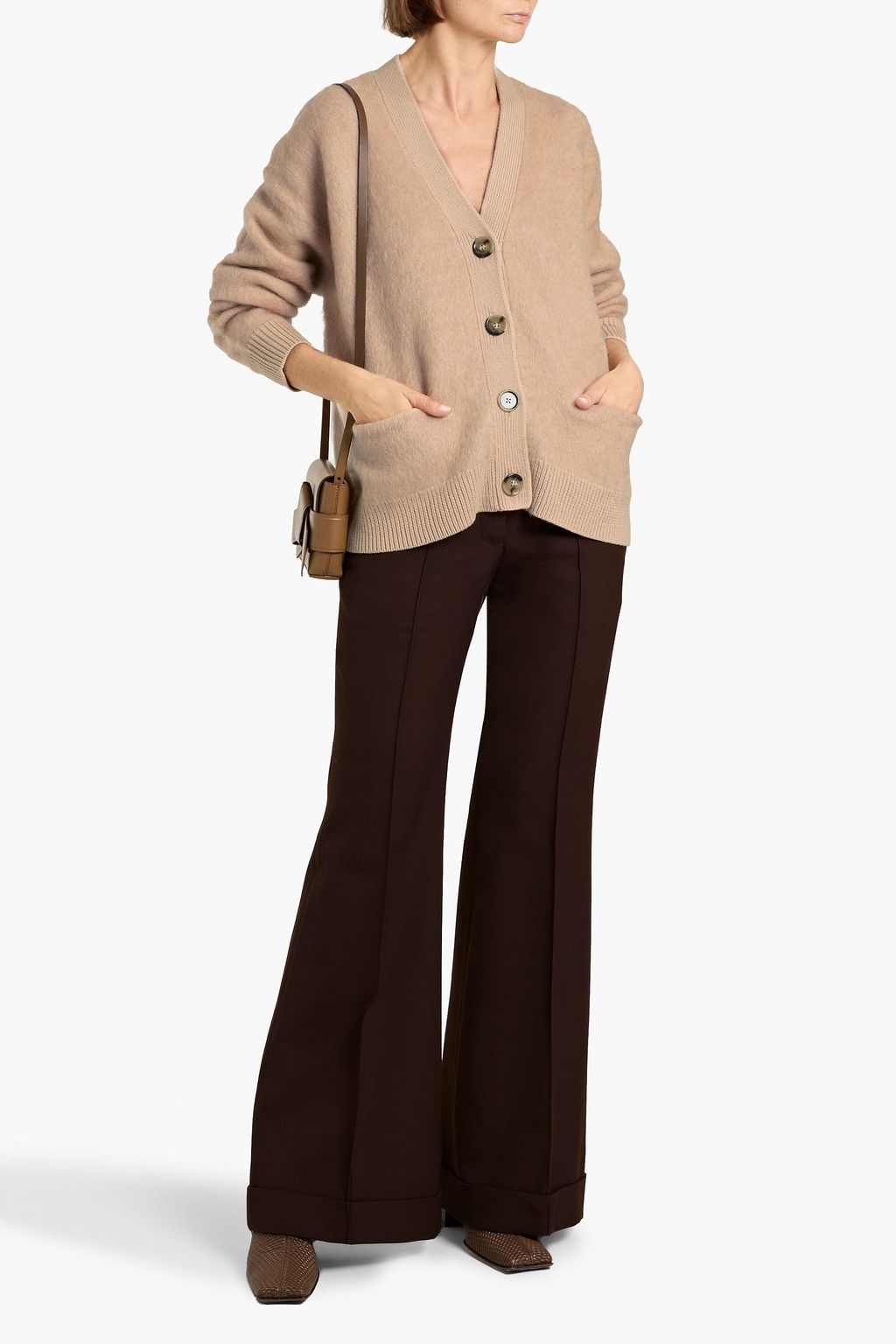 Acne Studios ベージュカーディガン ACNE STUDIOS Brushed knitted cardigan | THE OUTNET