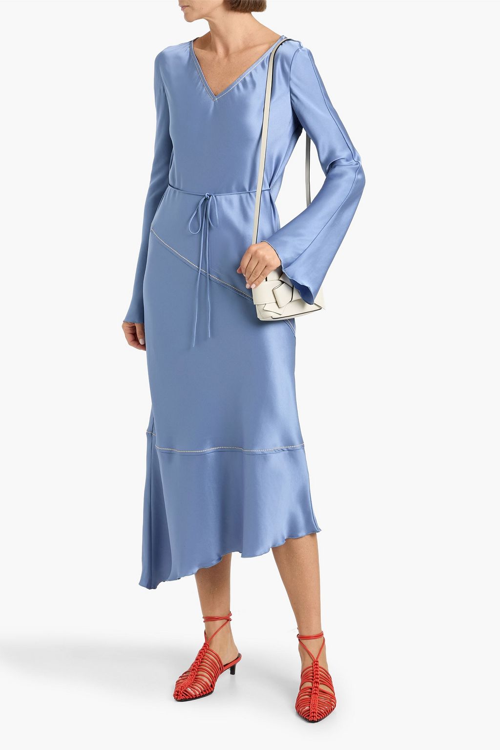 ACNE STUDIOS Asymmetric satin midi dress | THE OUTNET