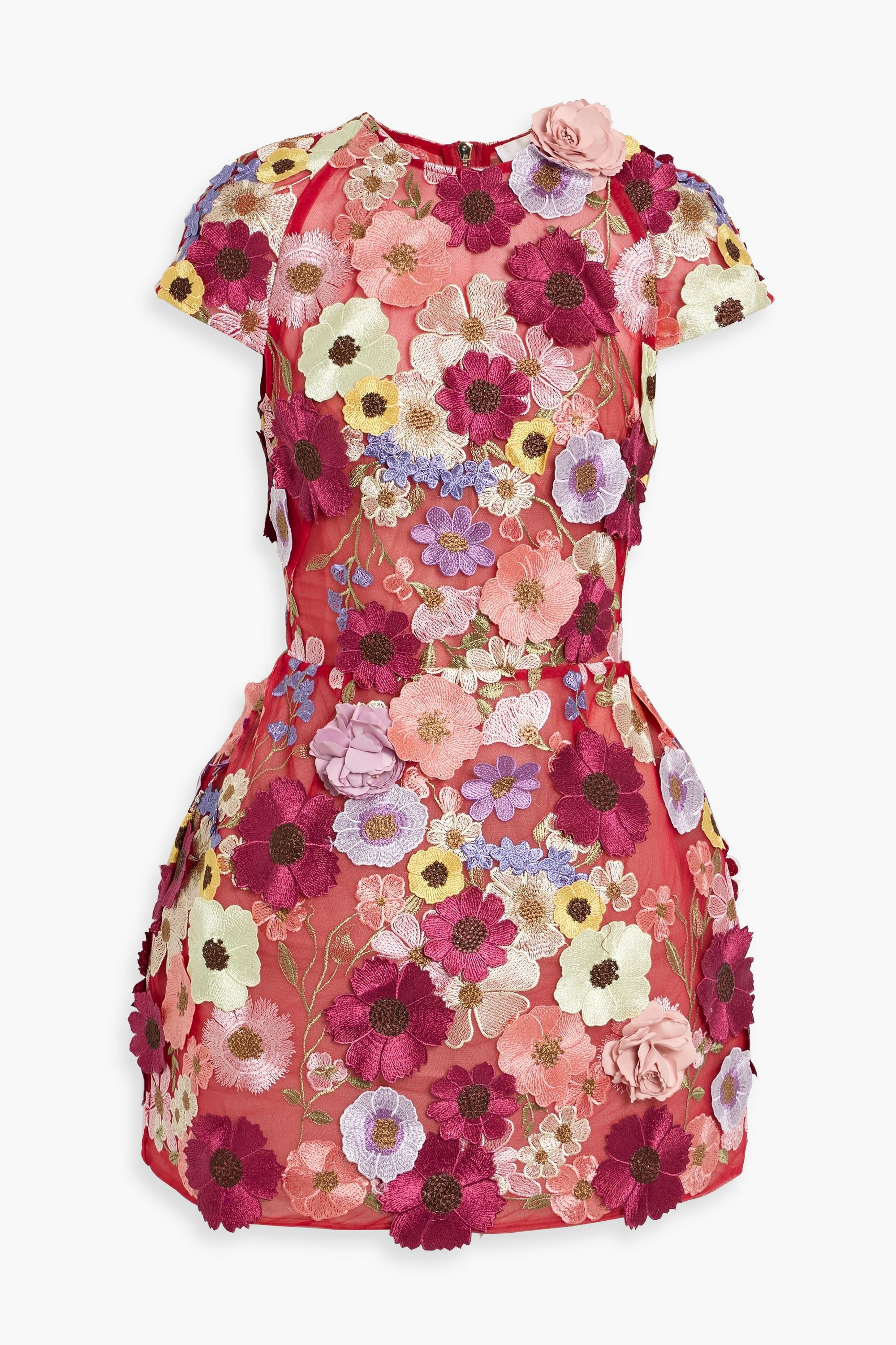 Bronx and Banco - Jasmine floral-appliqud tulle mini dress | Plush