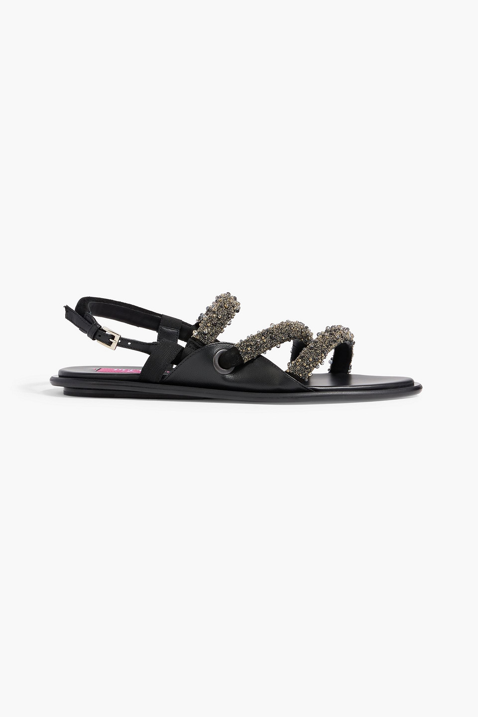 Pucci Bead-embellished Leather Slingback Sandals In Black