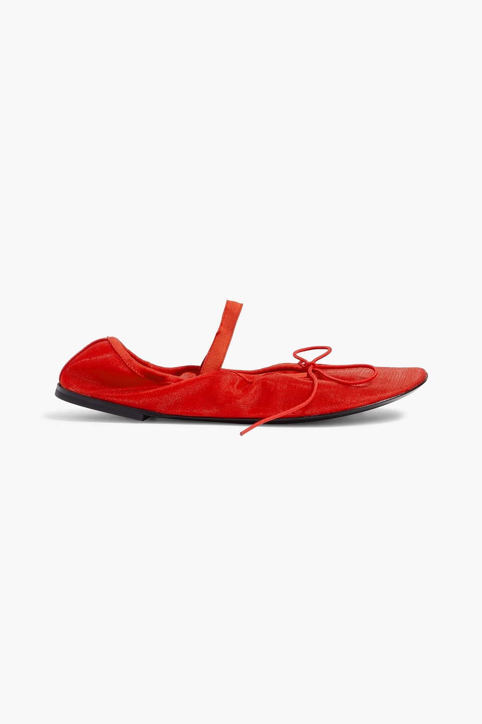 proenza schouler - glove bow-detailed mesh mary jane flats - red - eu 36