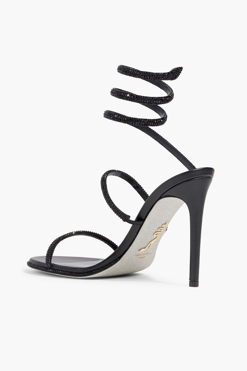 René Caovilla Spiral Strap Open Toe Sandals With Heel In Animal Print