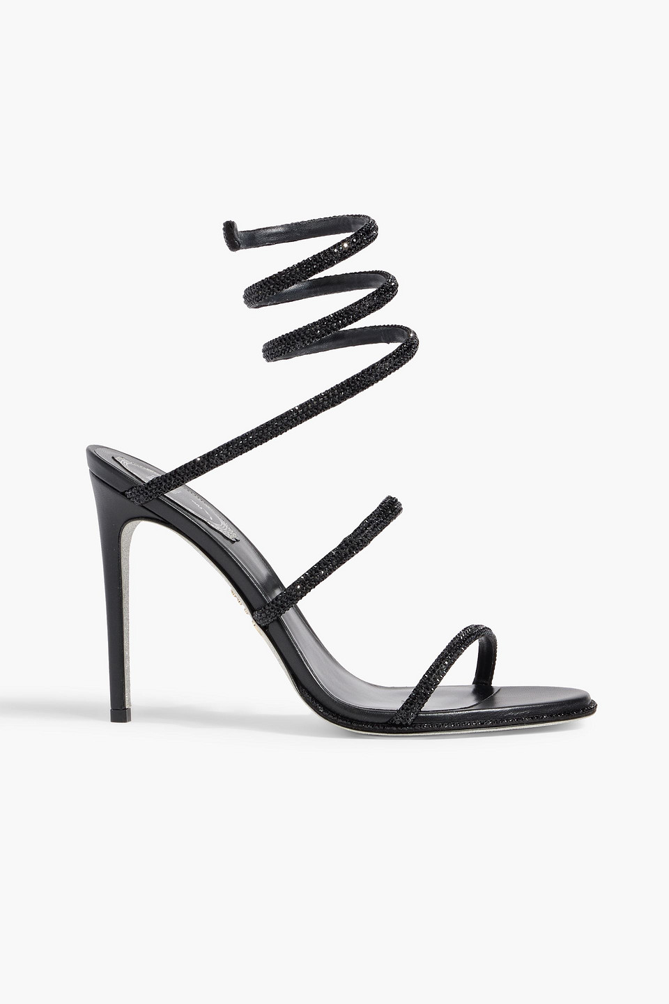René Caovilla Spiral Strap Open Toe Sandals With Heel In Animal Print