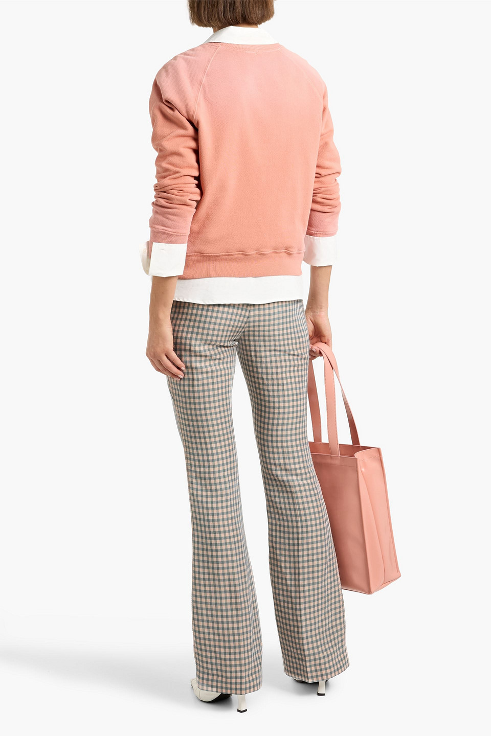 Acne Studios Gingham Linen-blend Jacquard Flared Pants In White