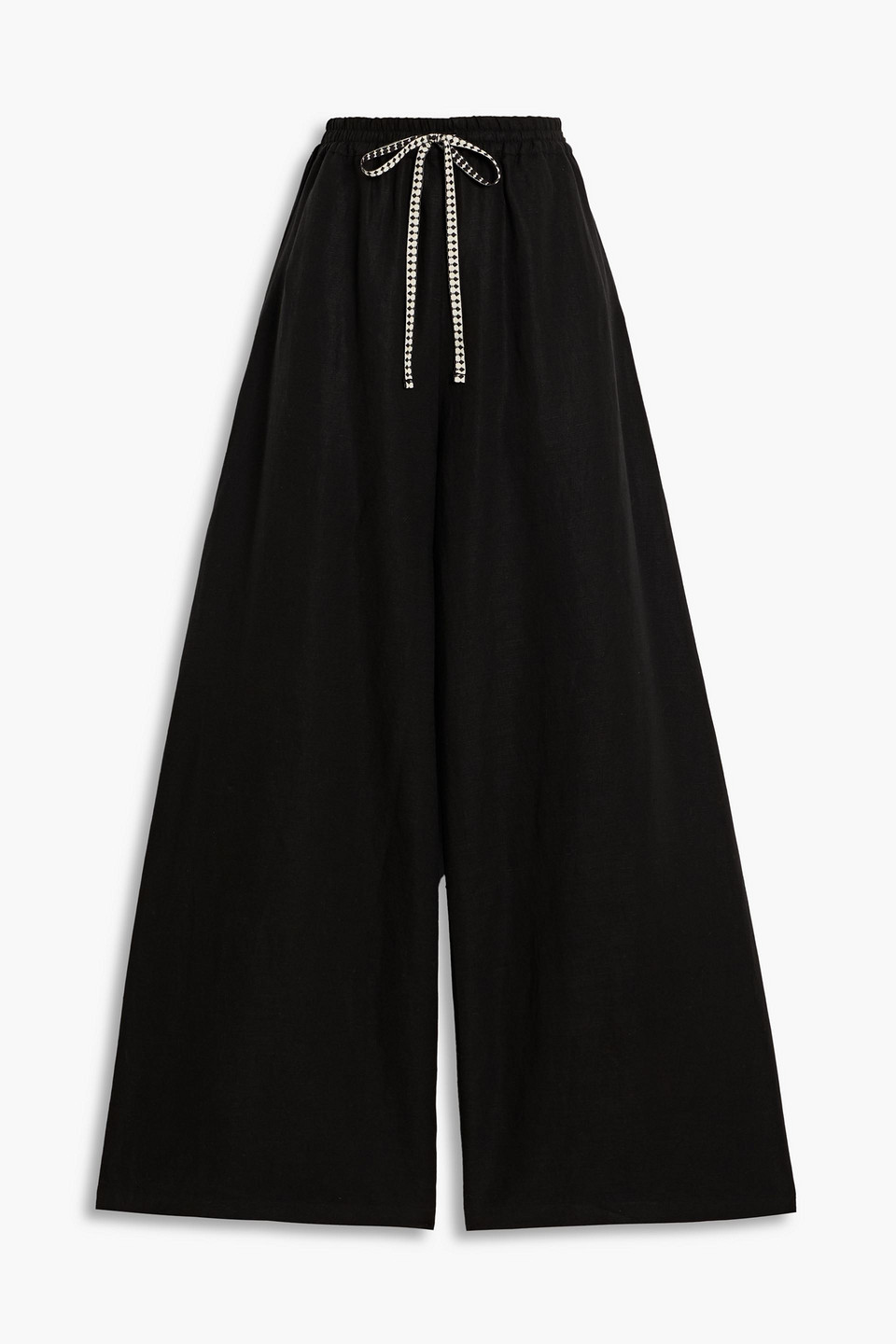 Lemlem Linen And Tencel™-blend Wide-leg Pants In Black