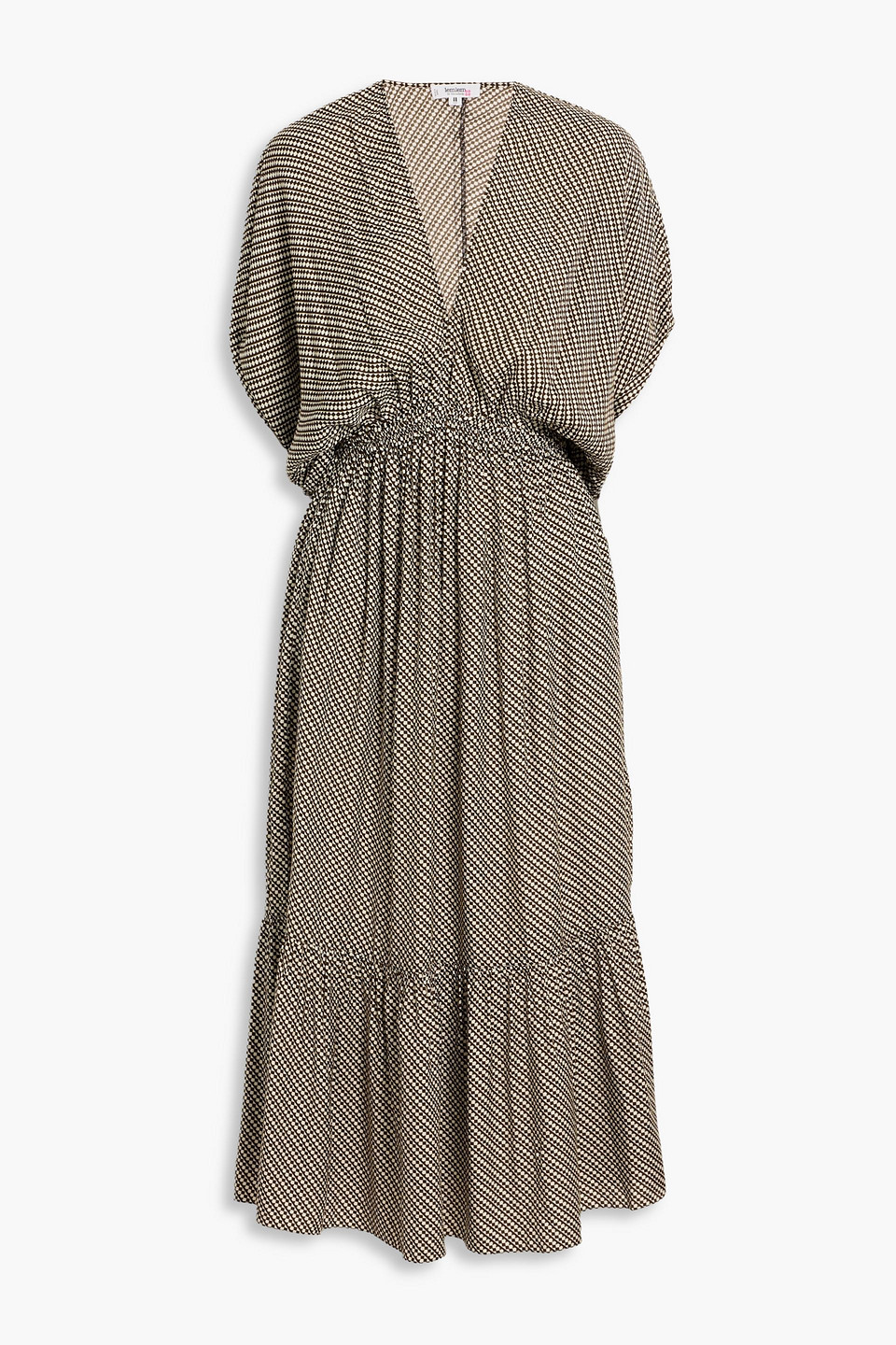 Lemlem Printed Crepe De Chine Midi Dress In Brown