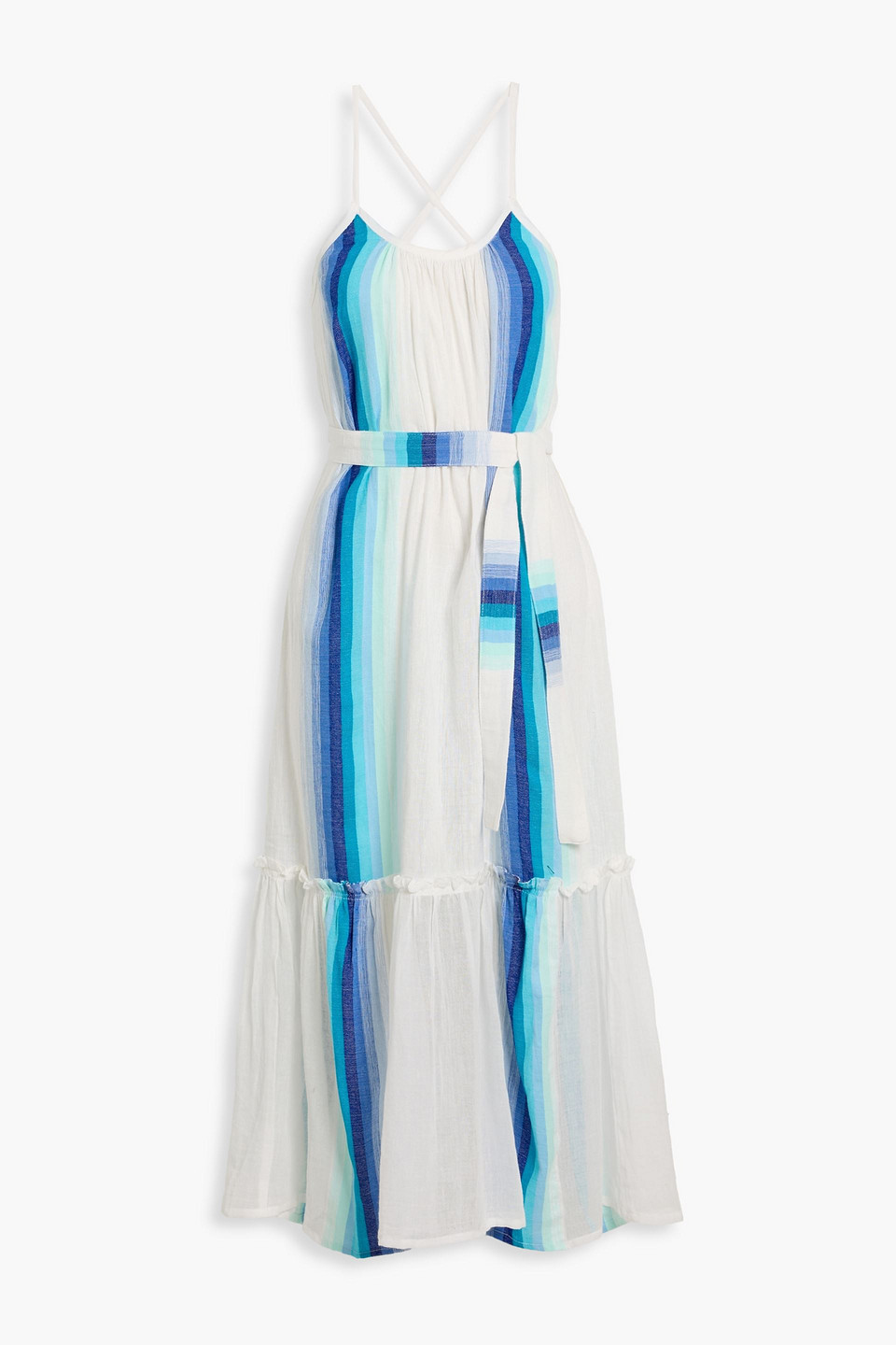 Lemlem Teref Striped Cotton-blend Gauze Midi Dress In Multi