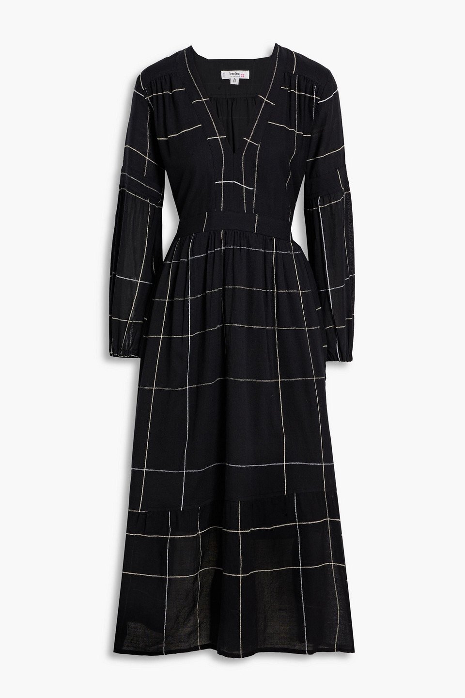 Lemlem Elsabet Belted Checked Cotton-blend Dress In Black