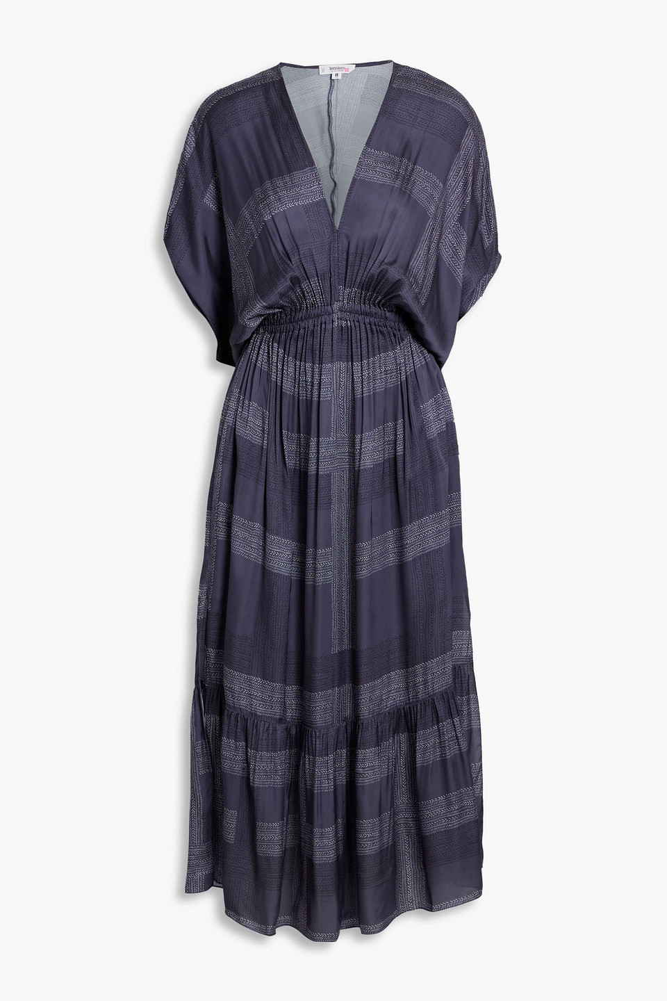 Lemlem Leila Draped Printed Charmeuse Midi Dress In Blue