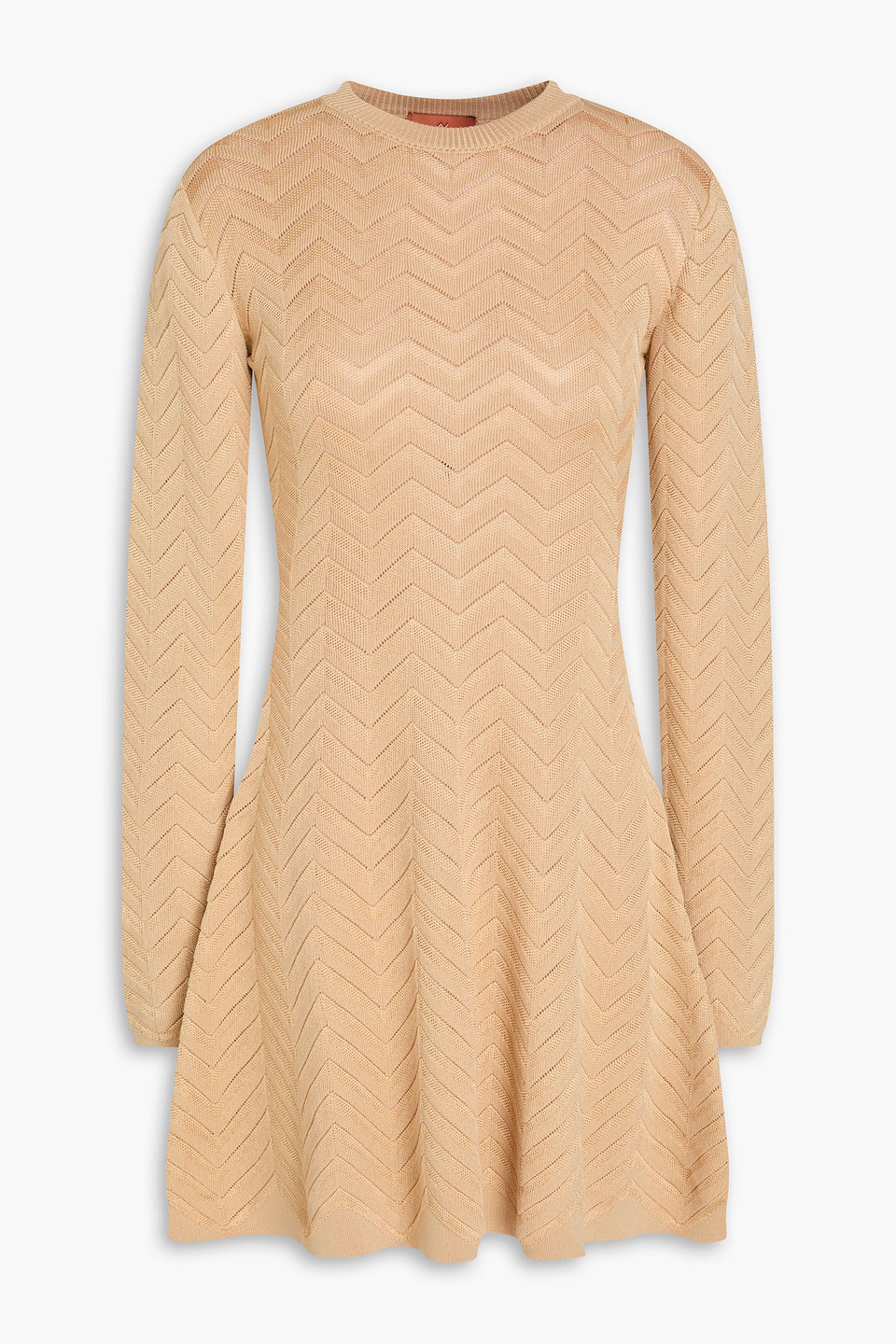 Missoni Crochet-knit Cotton-blend Mini Dress In Brown