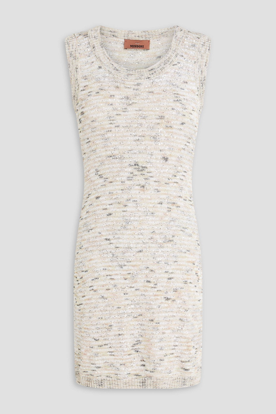 Missoni Sequin-embellished Metallic Crochet-knit Mini Dress In White