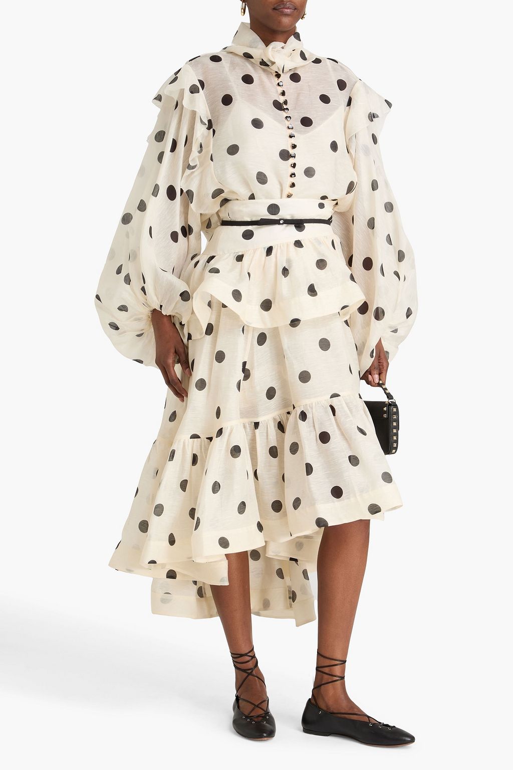 zimmermann polka dot linen dress Crush Cutout Pleated Polka-dot Linen Midi Dress