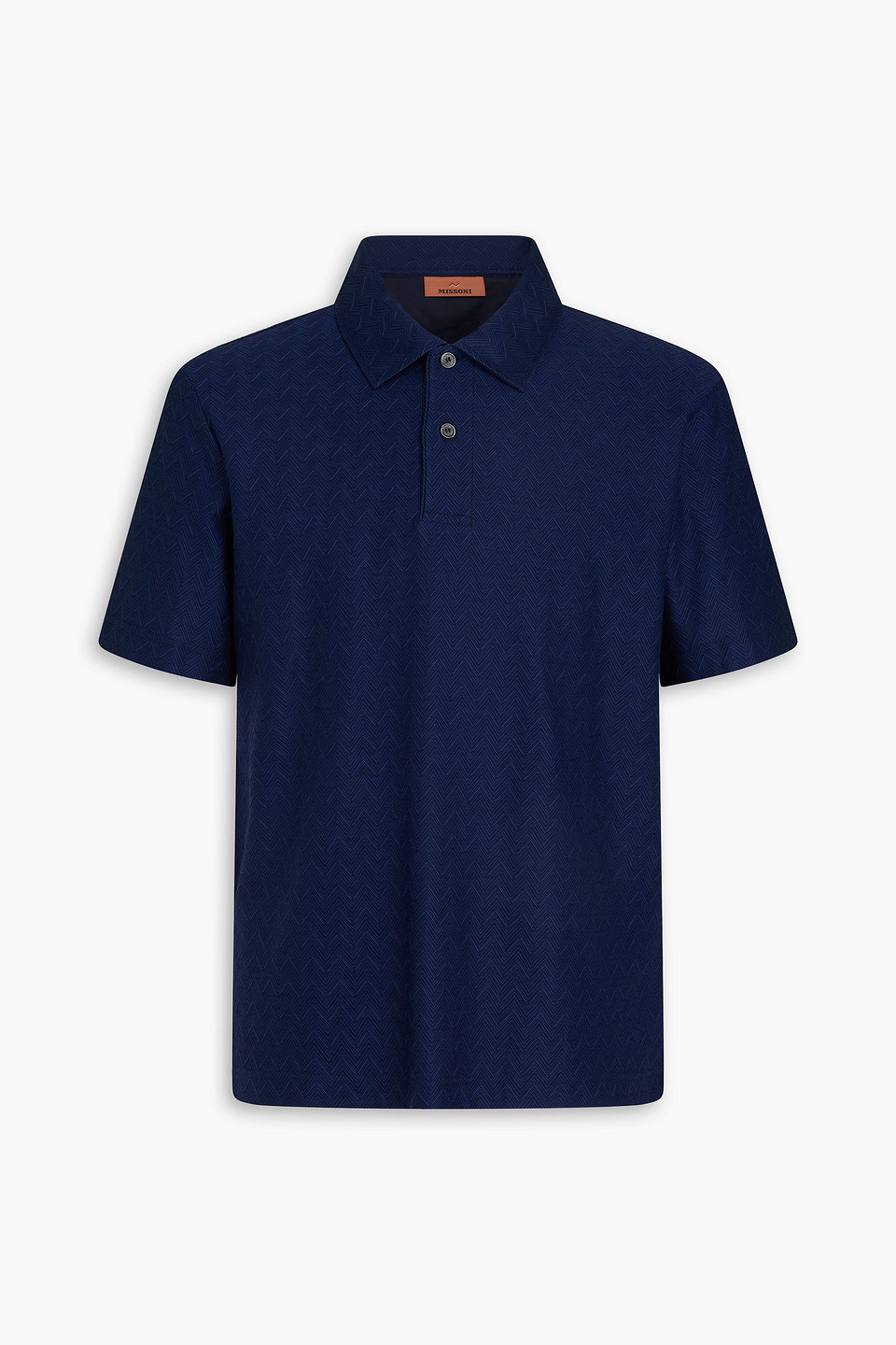 missoni - printed cotton-jacquard polo shirt - blue - s
