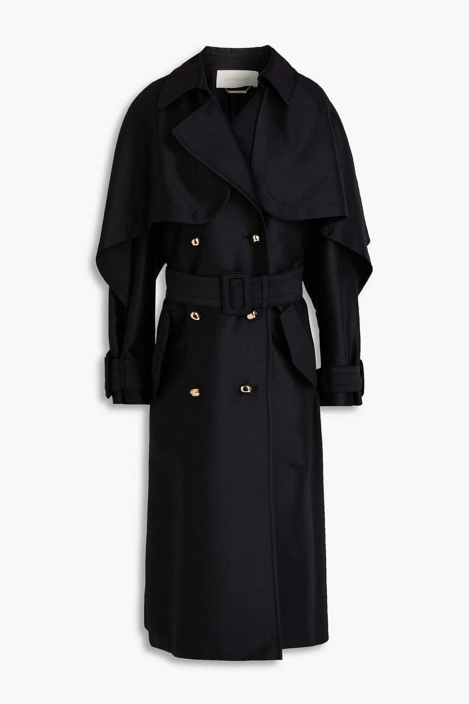 Zimmermann Doppelreihiger Trenchcoat Aus Einer Woll-seidenmischung In Black