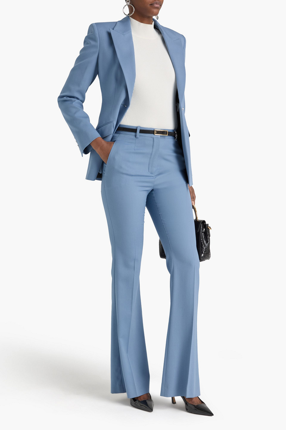  Versace - Wool-blend Twill Flared Pants - Blue - It 38 
