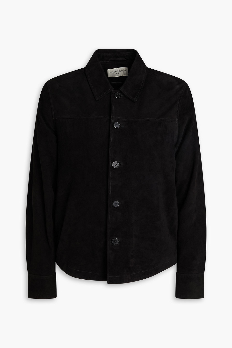 officine générale - andreas suede overshirt - black - xl