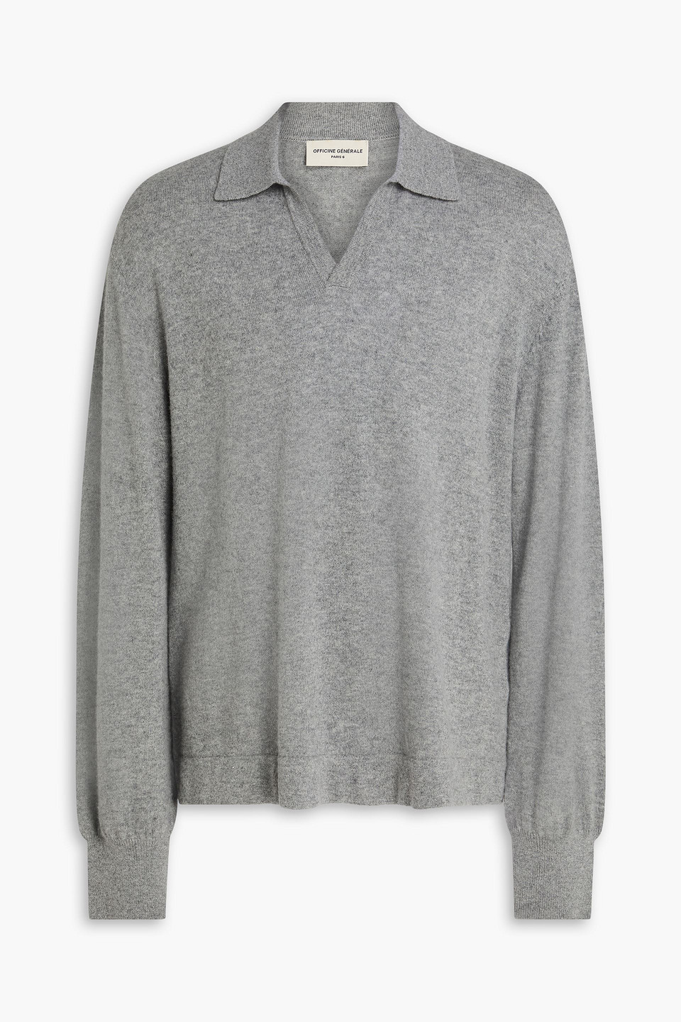 officine générale - simone cashmere polo sweater - gray - xl