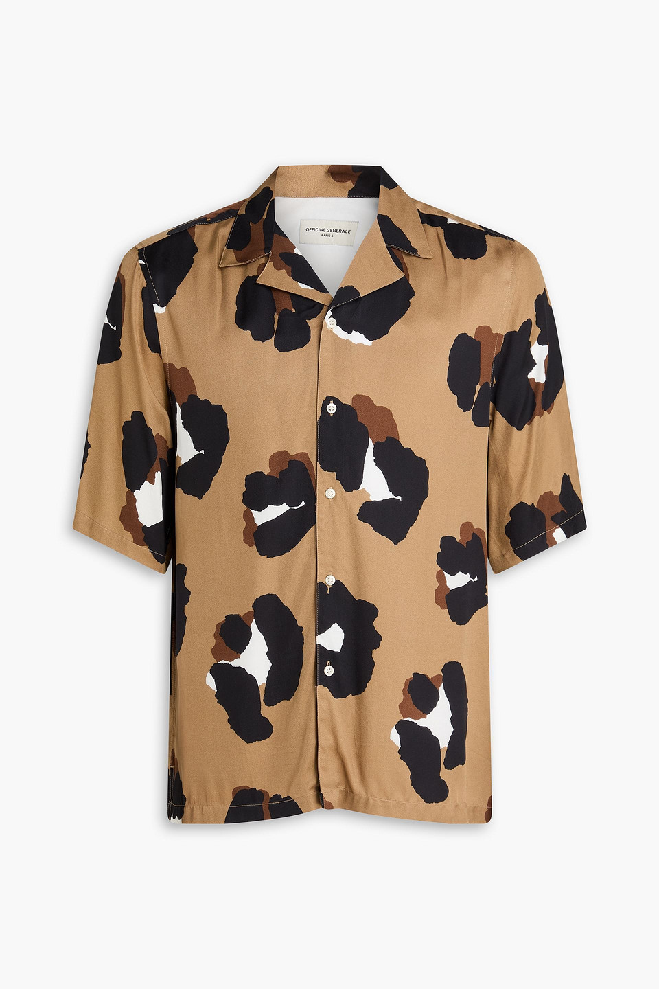officine générale - eren printed twill shirt - brown - s