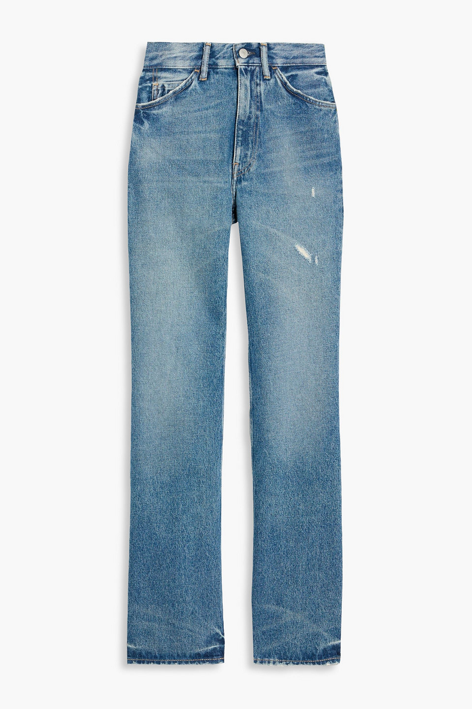 Acne Studios Distressed High-rise Straight-leg Jeans In Blue
