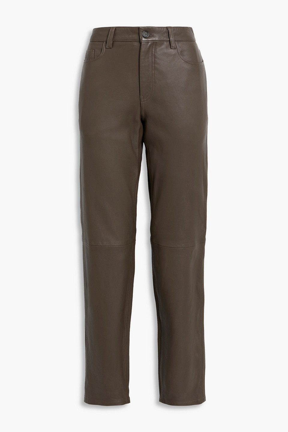 toteme - leather slim-leg pants - brown - eu 32