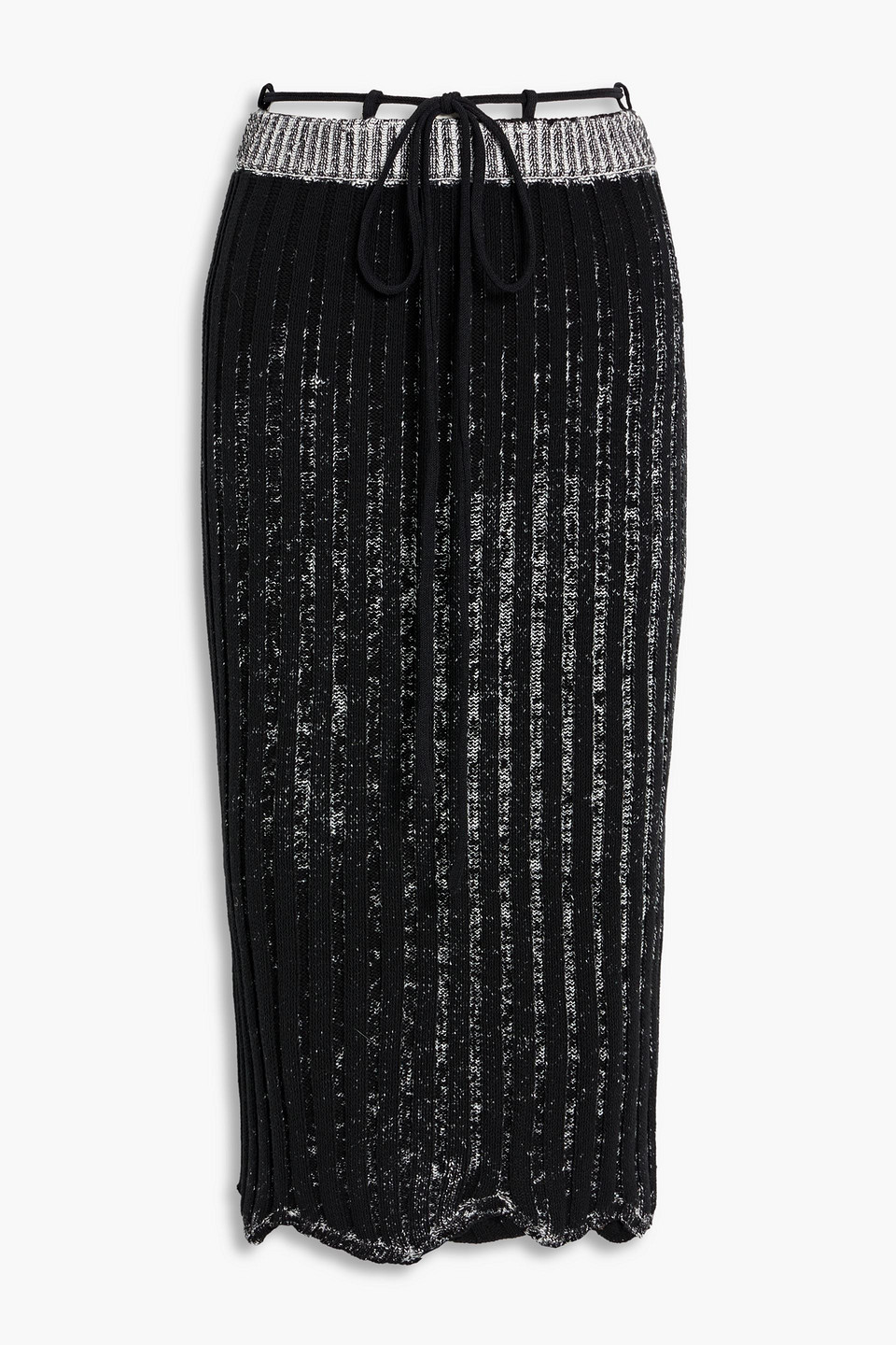 Acne Studios Ribbed Cotton-blend Midi Skirt In Black