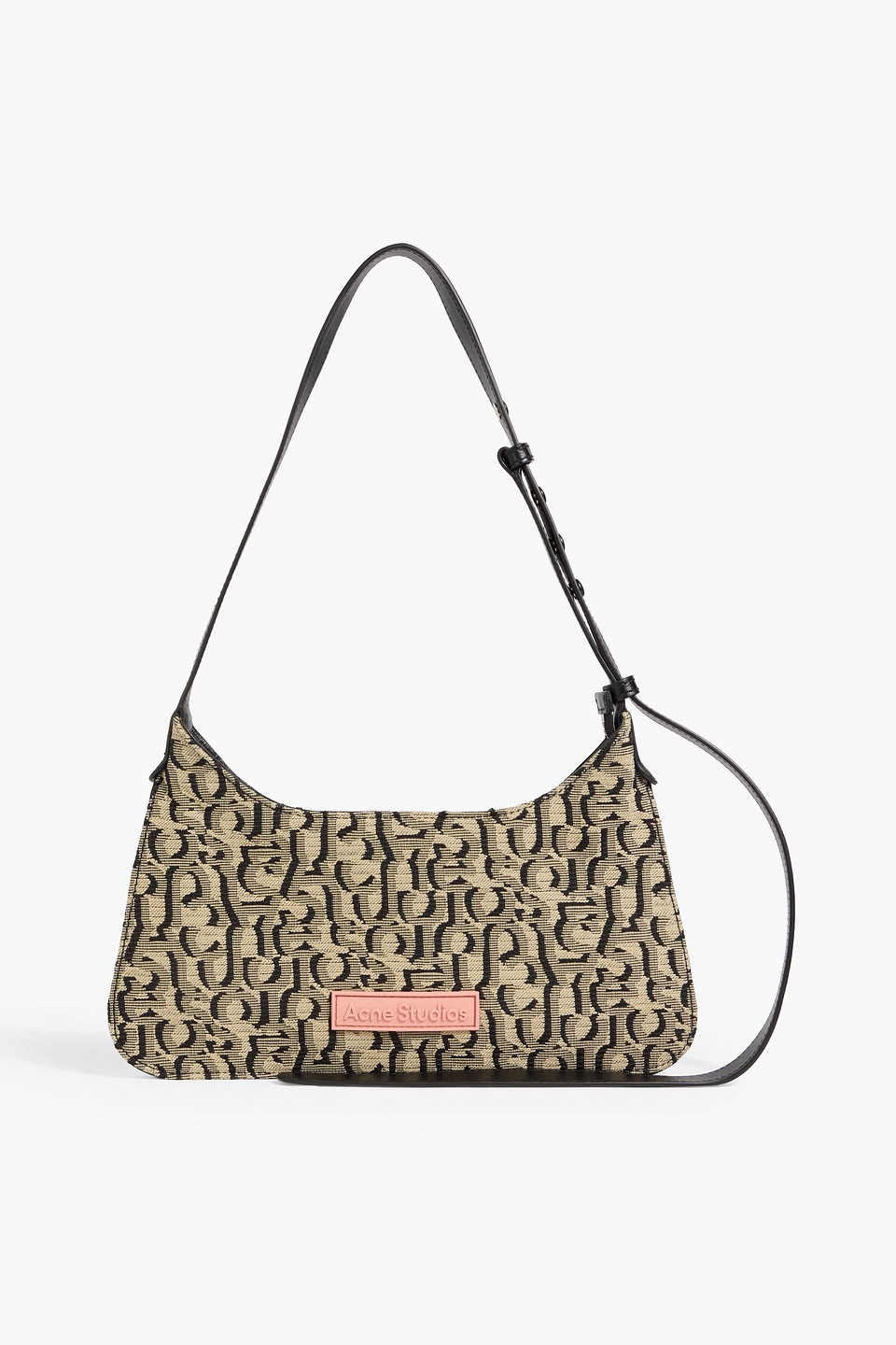 Acne Studios Platt Leather-trimmed Jacquard Shoulder Bag In Sand