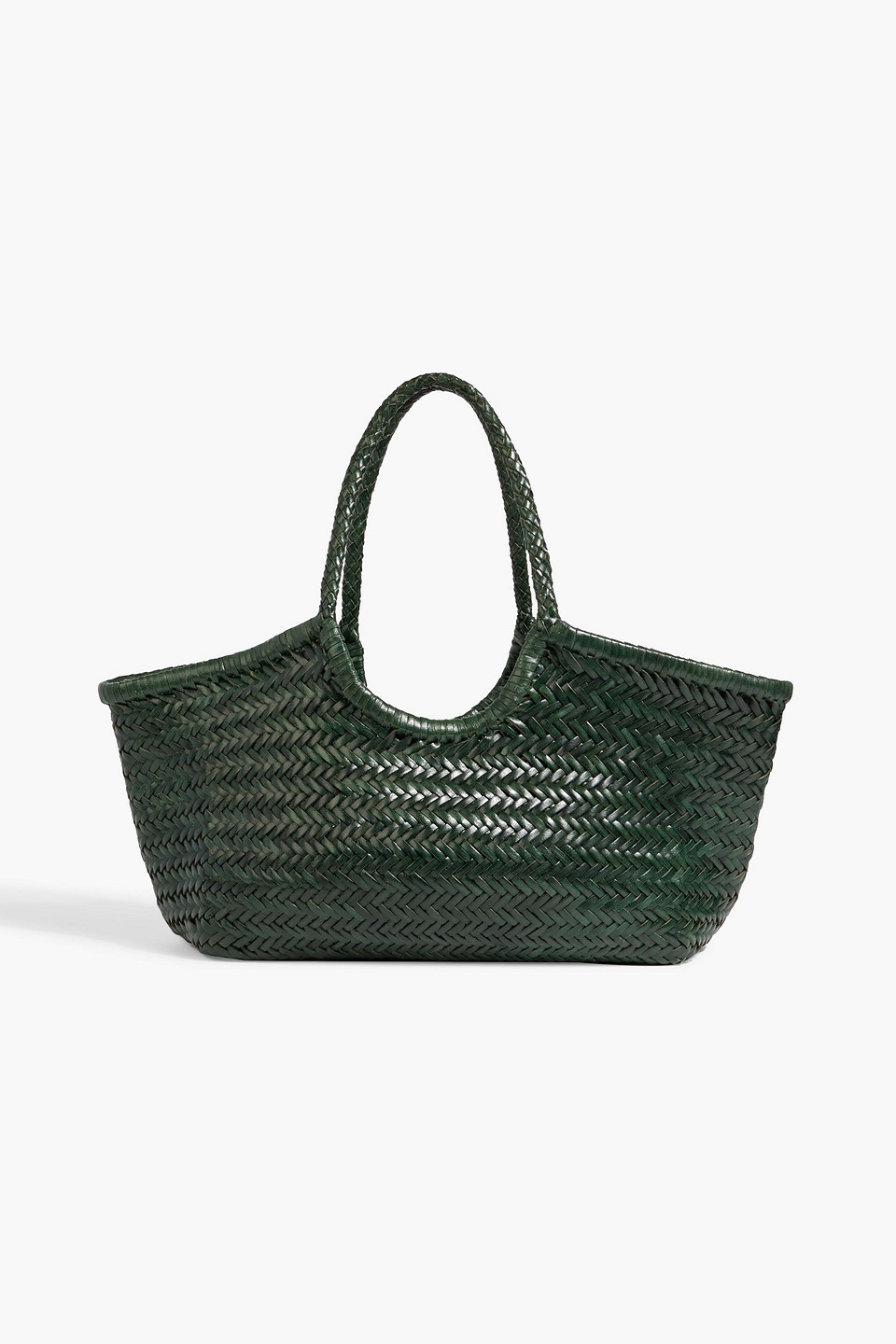 Dragon Diffusion Nantucket Woven Leather Tote In Green