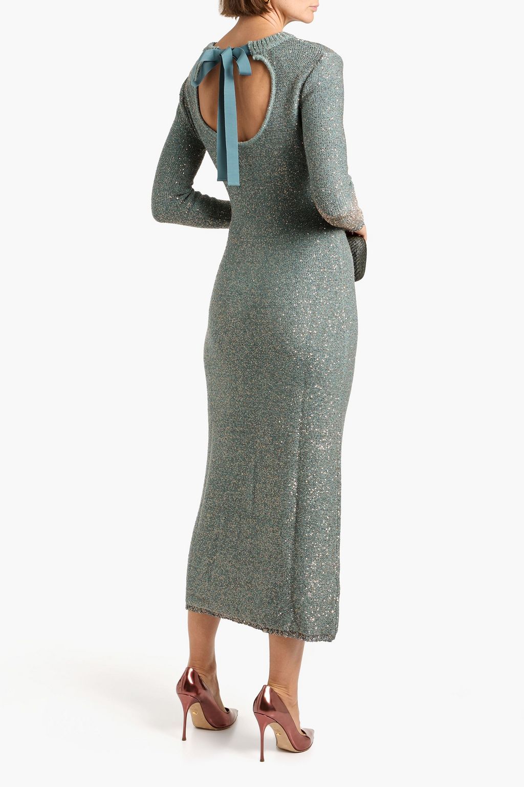 altuzarra sequin dress ALTUZARRA Cindy sequin-embellished metallic stretch-knit midi dress