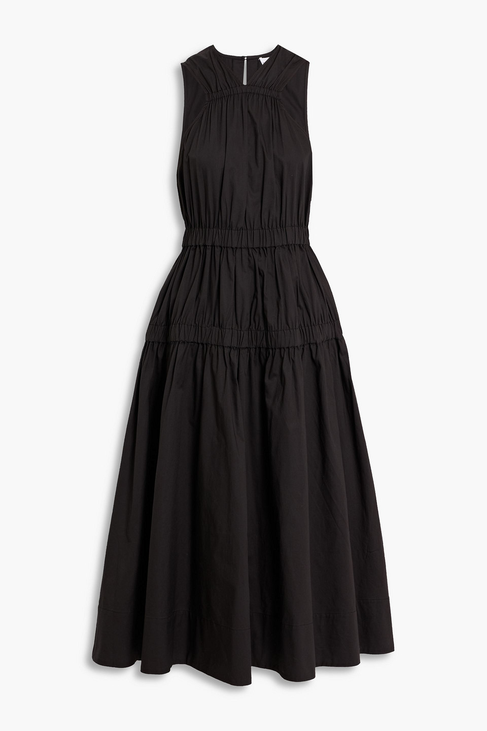 Proenza Schouler Tiered Cotton-poplin Midi Dress In Black