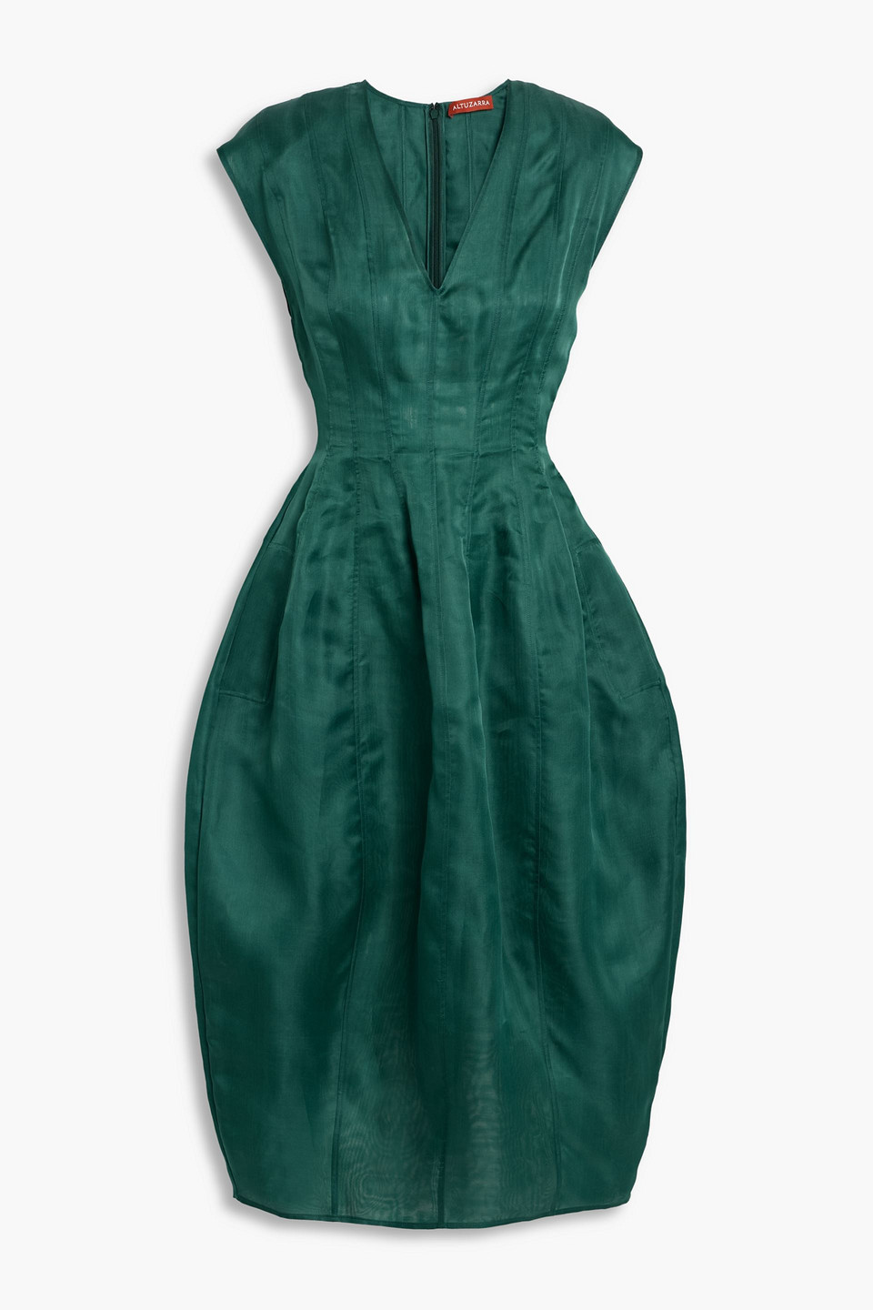 altuzarra - silk-organza midi dress - green - fr 34