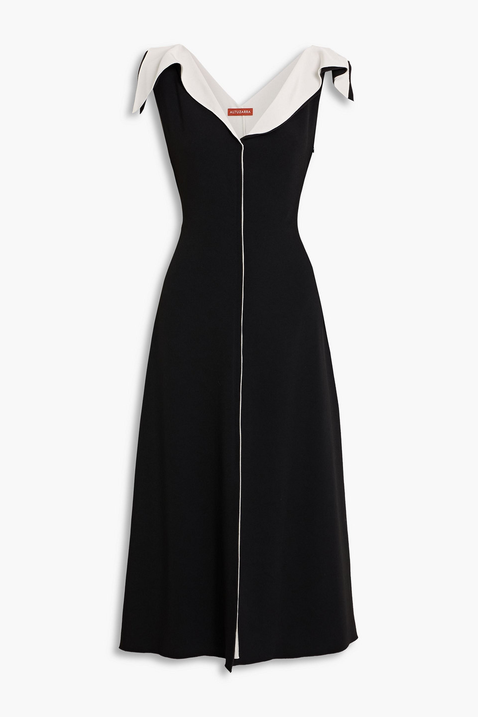 altuzarra - jophee two-tone draped ponte midi dress - black - fr 34
