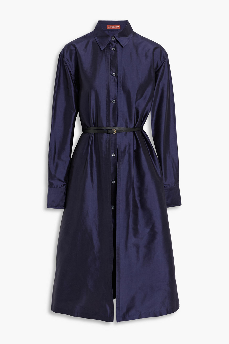 altuzarra - elvie layered silk-taffeta shirt dress - blue - fr 36