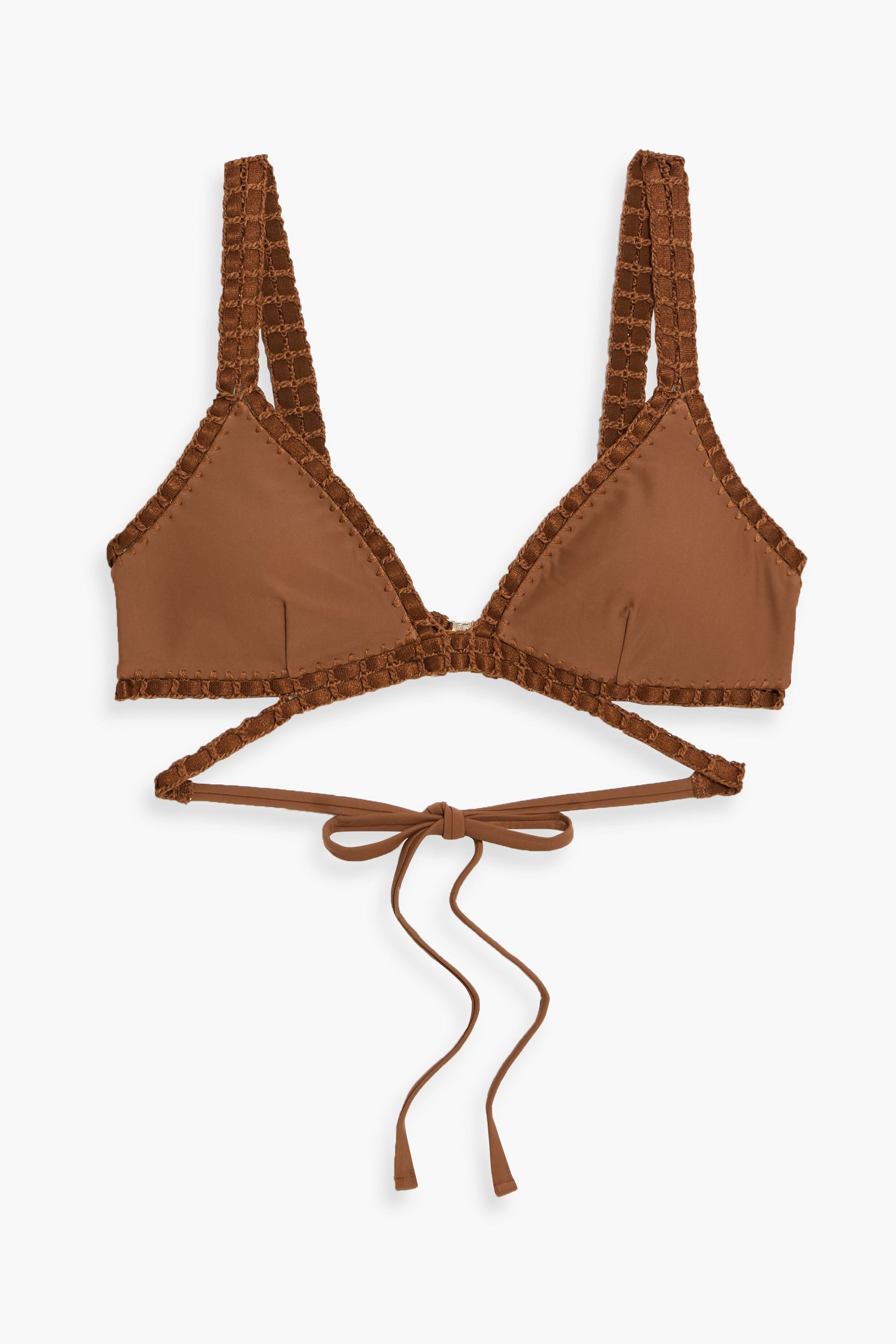 SIMKHAI Catina embroidered triangle bikini top