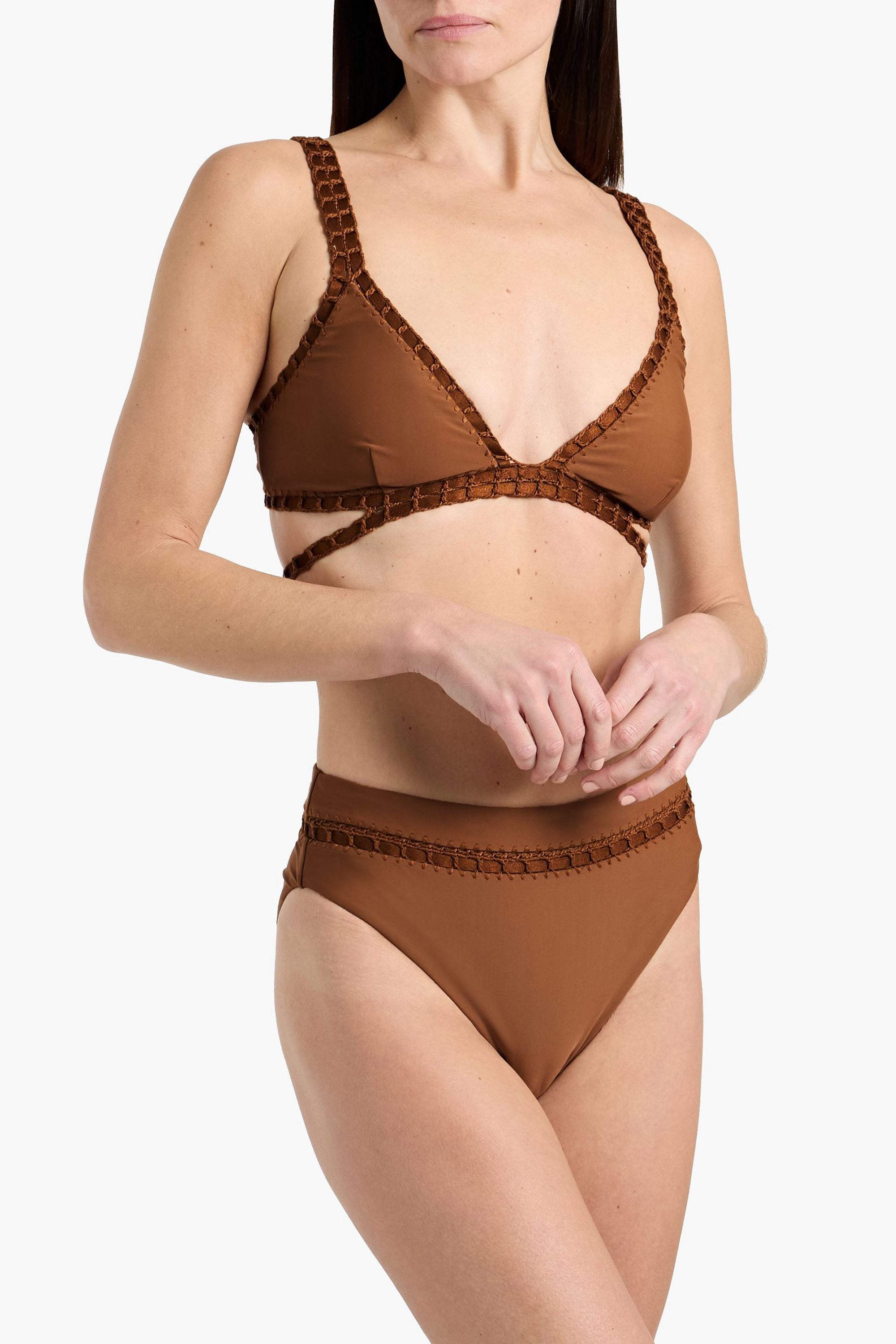 SIMKHAI Catina embroidered triangle bikini top