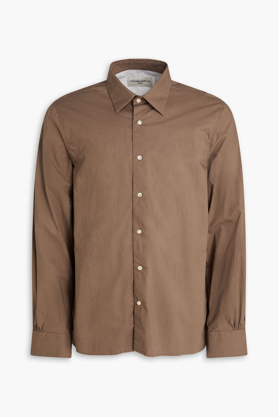 officine générale - eloi cotton-poplin shirt - brown - l