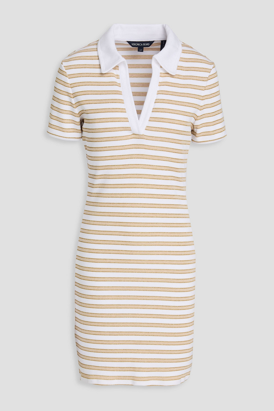 veronica beard - bailey metallic striped ribbed cotton-blend jersey mini dress - white - xs