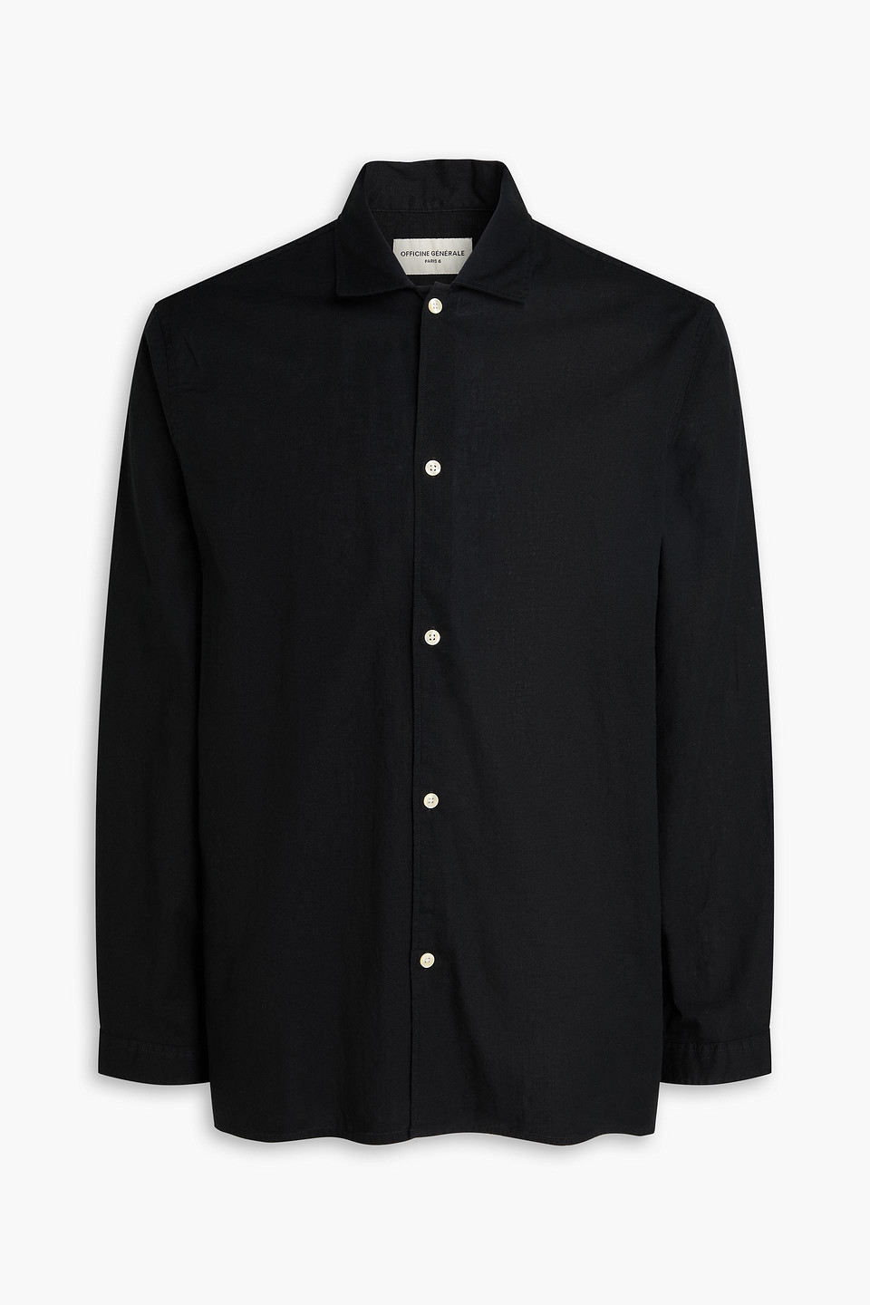 officine générale - eloan cotton and linen-blend shirt - black - xs
