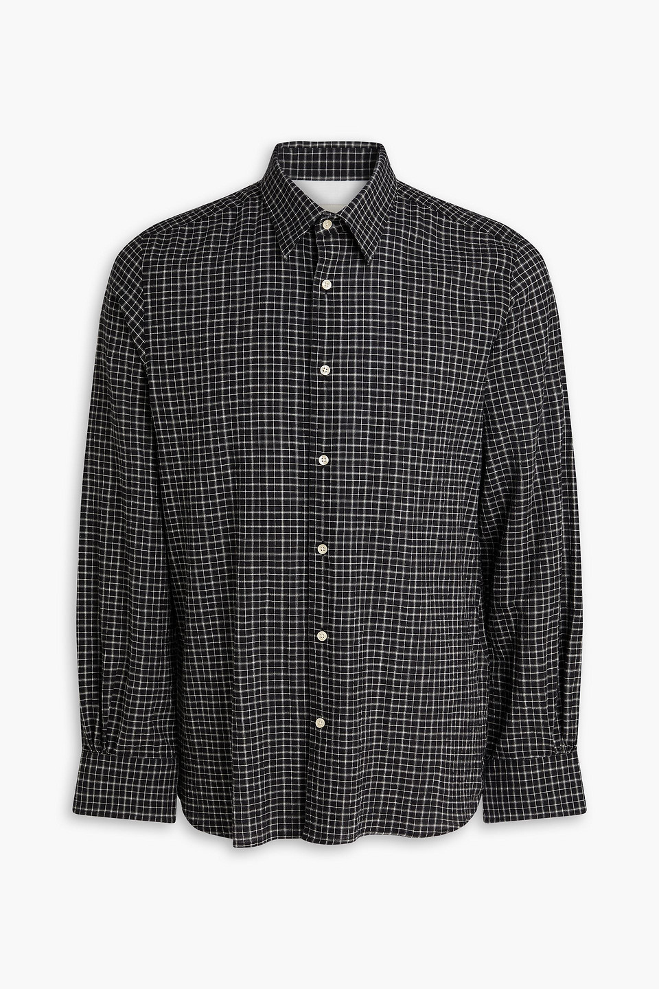 officine générale - giacomo gingham cotton-poplin shirt - black - s
