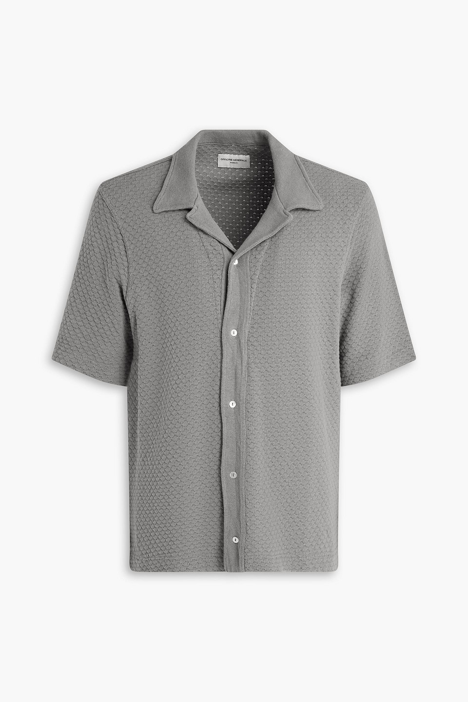 officine générale - kai textured-knit cotton shirt - gray - l