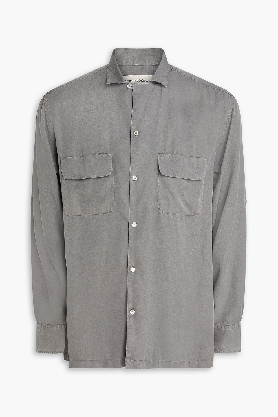 officine générale - leo lyocell-twill shirt - gray - l