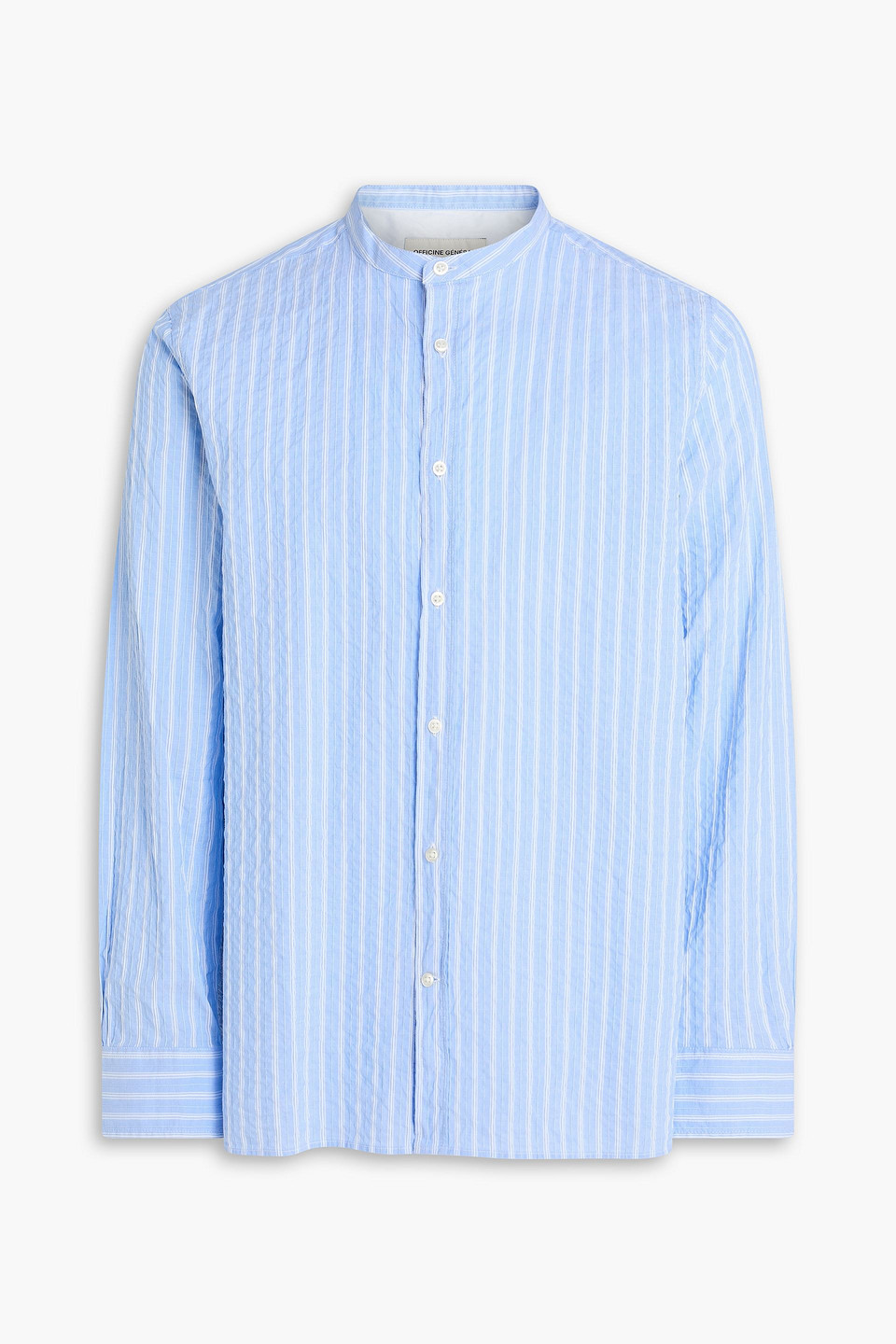 officine générale - gaston striped cotton-poplin shirt - blue - s