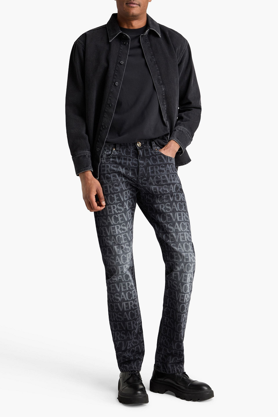  Versace - Jeans Aus Denim Mit Print - Schwarz - 30 