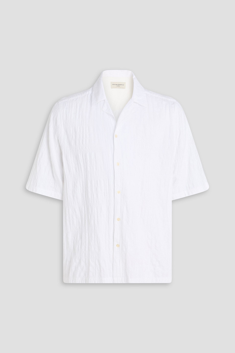 officine générale - eren crinkled cotton-blend seersucker shirt - white - l