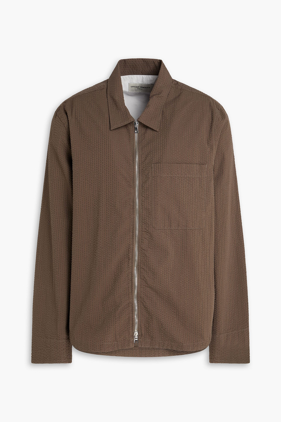 officine générale - malo cotton-blend seersucker overshirt - neutral - m
