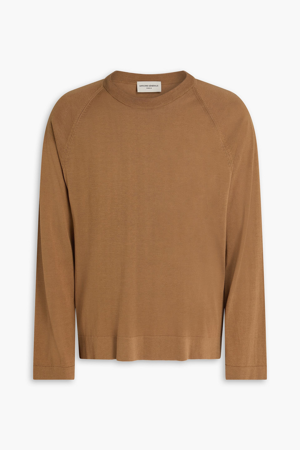 officine générale - nate lyocell, cotton and silk-blend sweater - brown - xxl