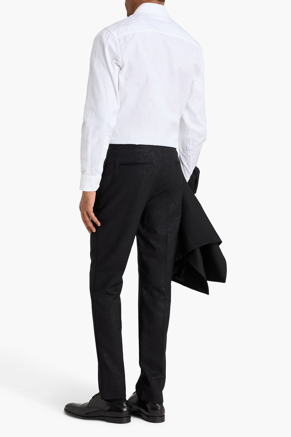  Versace - Metallic Wool-blend Twill Pants - Black - It 48 
