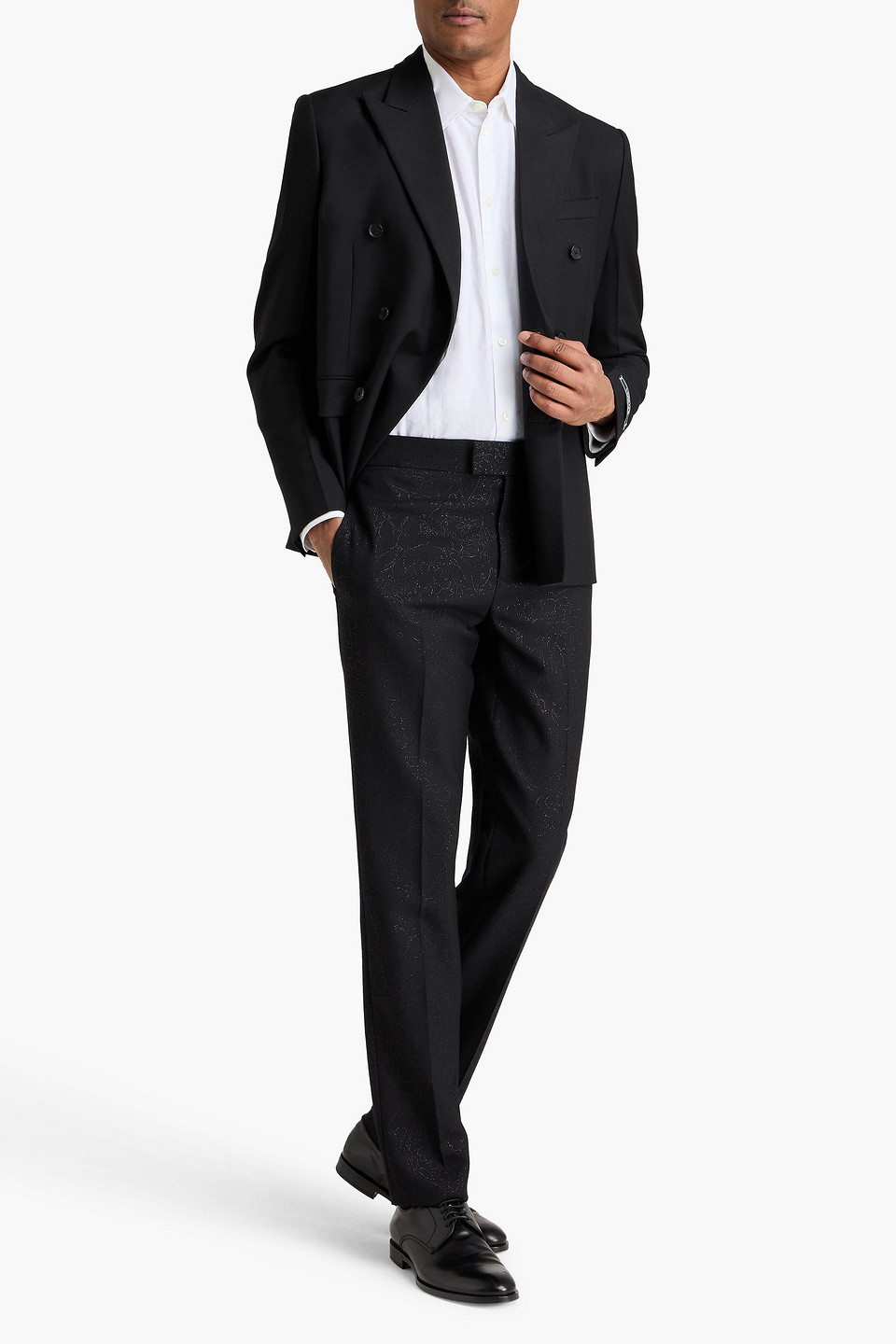  Versace - Metallic Wool-blend Twill Pants - Black - It 48 